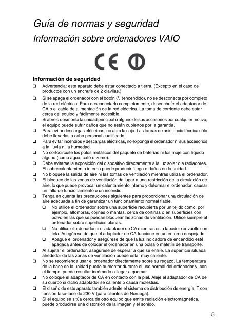 Sony VPCSA4A4E - VPCSA4A4E Documents de garantie Espagnol