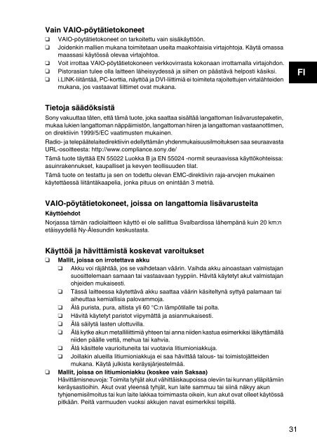 Sony VPCSA4A4E - VPCSA4A4E Documents de garantie Finlandais