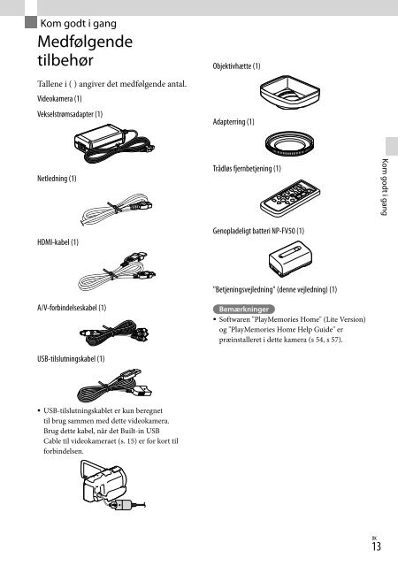 Sony HDR-PJ760E - HDR-PJ760E Consignes d&rsquo;utilisation Danois