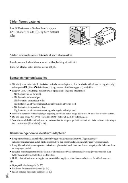 Sony HDR-PJ760E - HDR-PJ760E Consignes d&rsquo;utilisation Danois