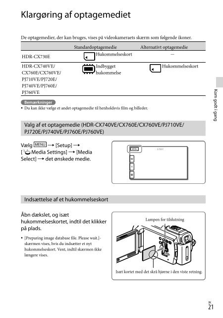 Sony HDR-PJ760E - HDR-PJ760E Consignes d&rsquo;utilisation Danois