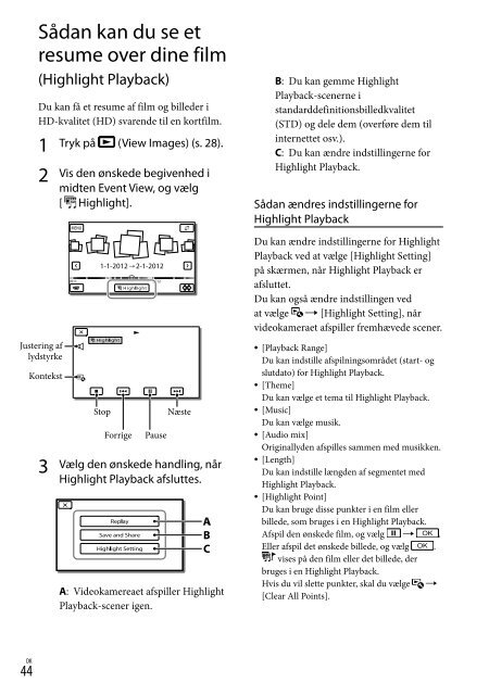 Sony HDR-PJ760E - HDR-PJ760E Consignes d&rsquo;utilisation Danois