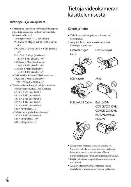 Sony HDR-PJ760E - HDR-PJ760E Consignes d&rsquo;utilisation Danois