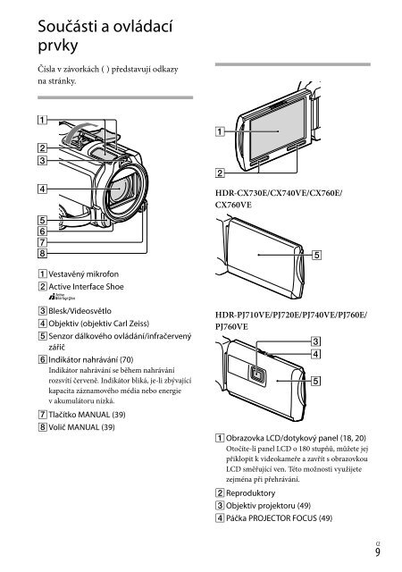 Sony HDR-PJ760E - HDR-PJ760E Consignes d&rsquo;utilisation Tch&egrave;que