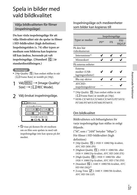 Sony HDR-PJ760E - HDR-PJ760E Consignes d&rsquo;utilisation Su&eacute;dois