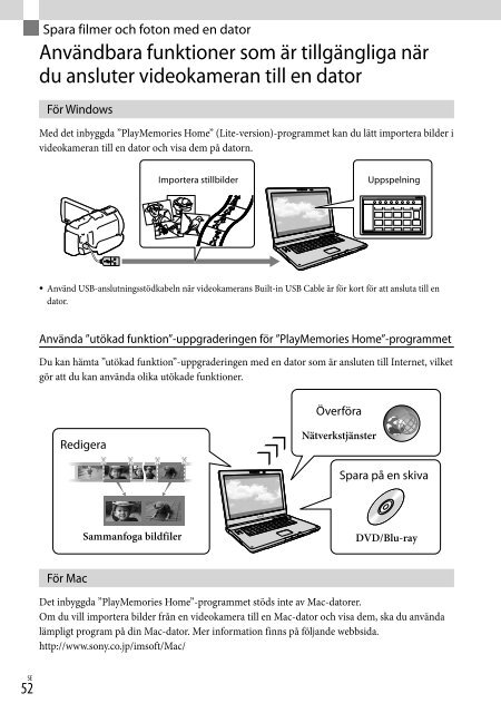 Sony HDR-PJ760E - HDR-PJ760E Consignes d&rsquo;utilisation Su&eacute;dois