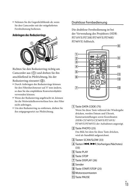 Sony HDR-PJ760E - HDR-PJ760E Consignes d&rsquo;utilisation