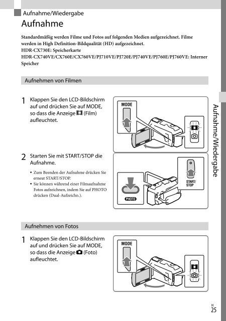 Sony HDR-PJ760E - HDR-PJ760E Consignes d&rsquo;utilisation