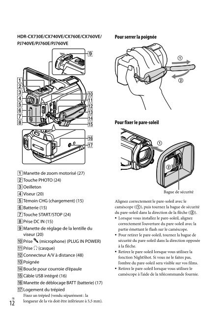 Sony HDR-PJ760E - HDR-PJ760E Consignes d&rsquo;utilisation