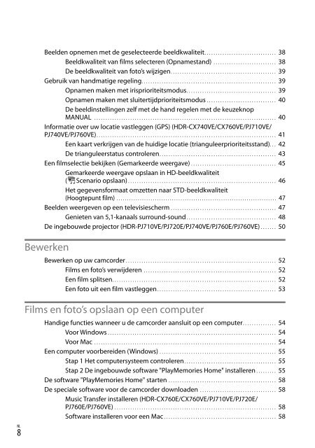 Sony HDR-PJ760E - HDR-PJ760E Consignes d&rsquo;utilisation