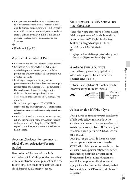 Sony HDR-PJ760E - HDR-PJ760E Consignes d&rsquo;utilisation