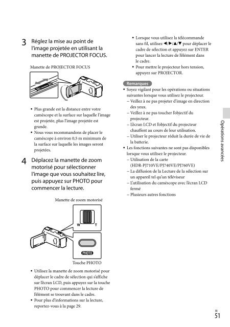 Sony HDR-PJ760E - HDR-PJ760E Consignes d&rsquo;utilisation