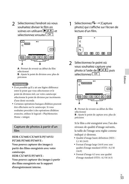 Sony HDR-PJ760E - HDR-PJ760E Consignes d&rsquo;utilisation