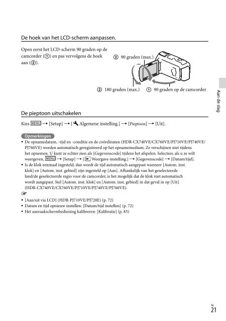 Sony HDR-PJ760E - HDR-PJ760E Consignes d&rsquo;utilisation N&eacute;erlandais