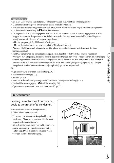 Sony HDR-PJ760E - HDR-PJ760E Consignes d&rsquo;utilisation N&eacute;erlandais