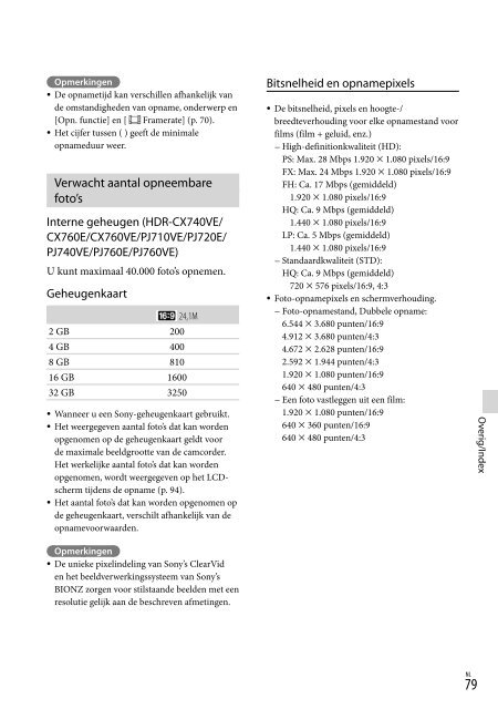 Sony HDR-PJ760E - HDR-PJ760E Consignes d&rsquo;utilisation N&eacute;erlandais