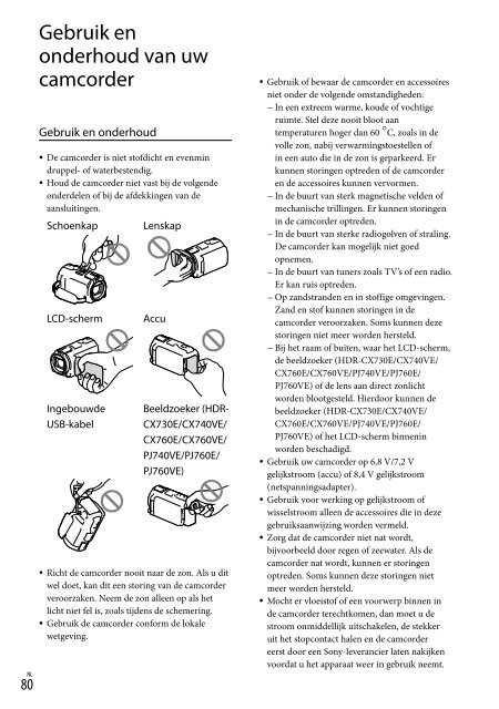 Sony HDR-PJ760E - HDR-PJ760E Consignes d&rsquo;utilisation N&eacute;erlandais