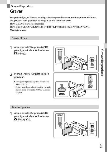 Sony HDR-PJ760E - HDR-PJ760E Consignes d&rsquo;utilisation Grec