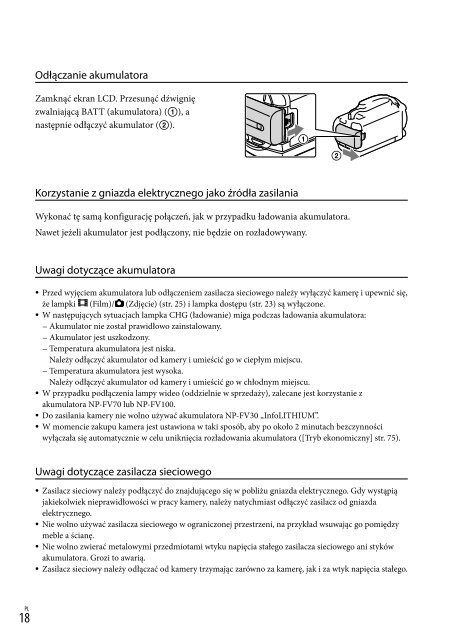 Sony HDR-PJ760E - HDR-PJ760E Consignes d&rsquo;utilisation Polonais