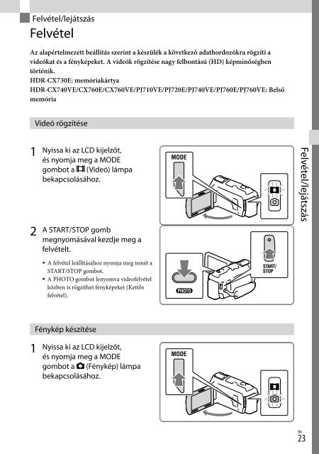 Sony HDR-PJ760E - HDR-PJ760E Consignes d&rsquo;utilisation Polonais