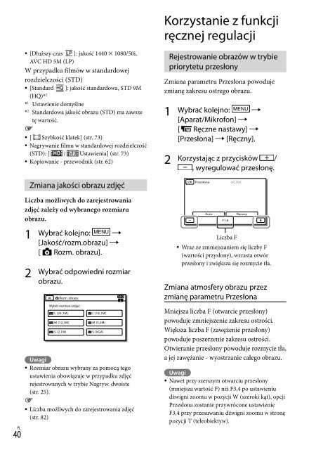 Sony HDR-PJ760E - HDR-PJ760E Consignes d&rsquo;utilisation Polonais