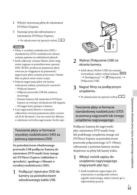 Sony HDR-PJ760E - HDR-PJ760E Consignes d&rsquo;utilisation Polonais