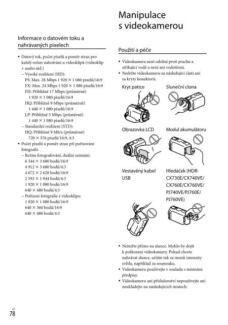 Sony HDR-PJ760E - HDR-PJ760E Consignes d&rsquo;utilisation Slovaque