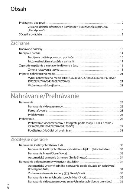Sony HDR-PJ760E - HDR-PJ760E Consignes d&rsquo;utilisation Slovaque