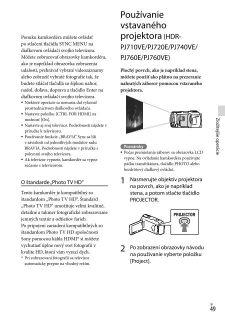 Sony HDR-PJ760E - HDR-PJ760E Consignes d&rsquo;utilisation Slovaque