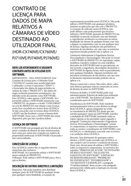 Sony HDR-PJ760E - HDR-PJ760E Consignes d&rsquo;utilisation Portugais