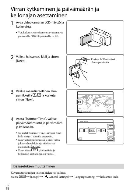 Sony HDR-PJ760E - HDR-PJ760E Consignes d&rsquo;utilisation Finlandais