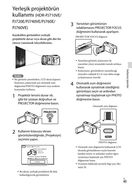 Sony HDR-PJ760E - HDR-PJ760E Consignes d&rsquo;utilisation Turc