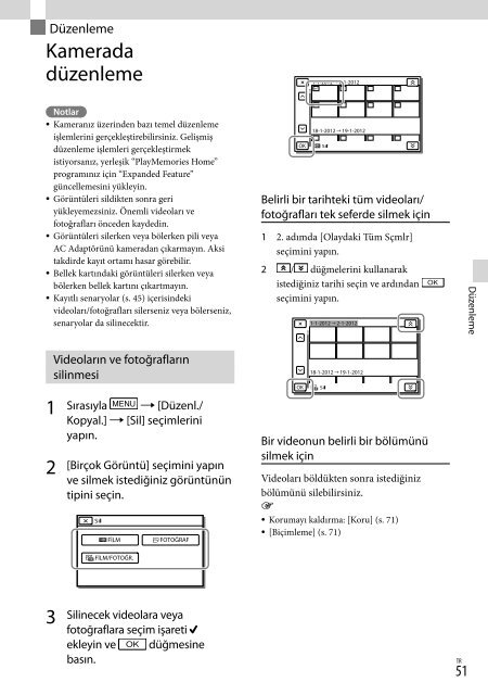 Sony HDR-PJ760E - HDR-PJ760E Consignes d&rsquo;utilisation Turc