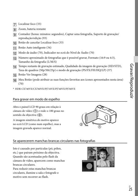 Sony HDR-PJ760E - HDR-PJ760E Consignes d&rsquo;utilisation Espagnol