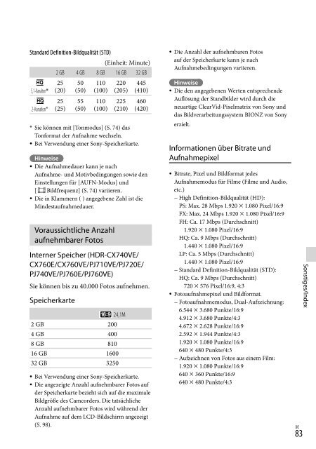 Sony HDR-PJ760E - HDR-PJ760E Consignes d&rsquo;utilisation Fran&ccedil;ais