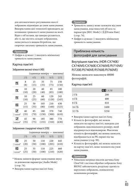 Sony HDR-PJ760E - HDR-PJ760E Consignes d&rsquo;utilisation Ukrainien
