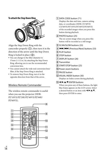 Sony HDR-PJ760E - HDR-PJ760E Consignes d&rsquo;utilisation Anglais