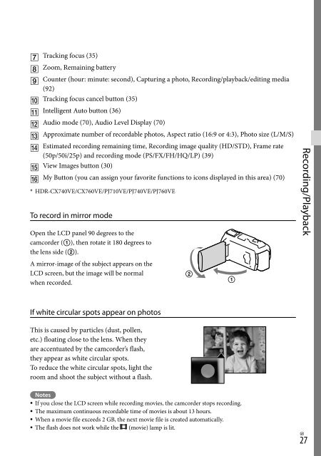 Sony HDR-PJ760E - HDR-PJ760E Consignes d&rsquo;utilisation Anglais