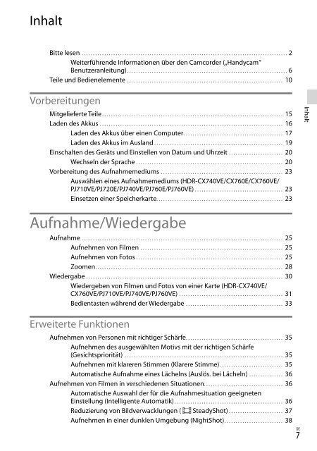 Sony HDR-PJ760E - HDR-PJ760E Consignes d&rsquo;utilisation Allemand