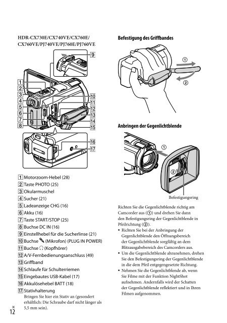 Sony HDR-PJ760E - HDR-PJ760E Consignes d&rsquo;utilisation Allemand