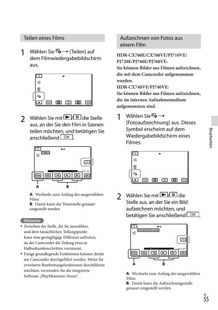 Sony HDR-PJ760E - HDR-PJ760E Consignes d&rsquo;utilisation Allemand