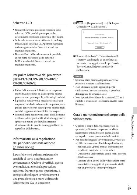 Sony HDR-PJ760E - HDR-PJ760E Consignes d&rsquo;utilisation Italien