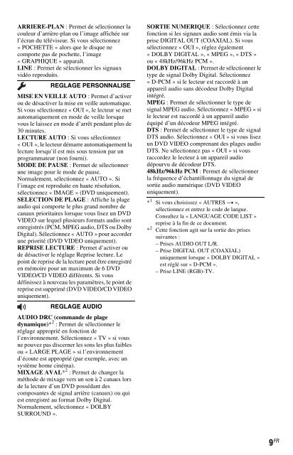 Sony DVP-SR150 - DVP-SR150 Consignes d&rsquo;utilisation Finlandais