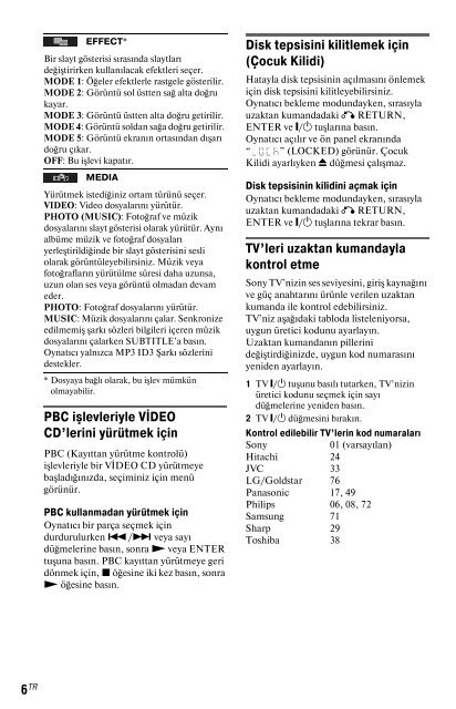 Sony DVP-SR150 - DVP-SR150 Consignes d&rsquo;utilisation Turc