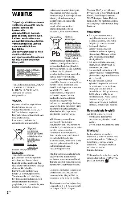 Sony DVP-SR150 - DVP-SR150 Consignes d&rsquo;utilisation Su&eacute;dois