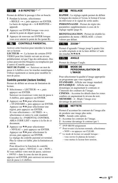 Sony DVP-SR150 - DVP-SR150 Consignes d&rsquo;utilisation Fran&ccedil;ais