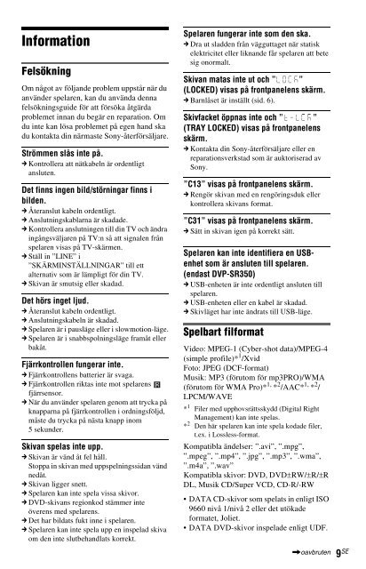 Sony DVP-SR150 - DVP-SR150 Consignes d&rsquo;utilisation Fran&ccedil;ais