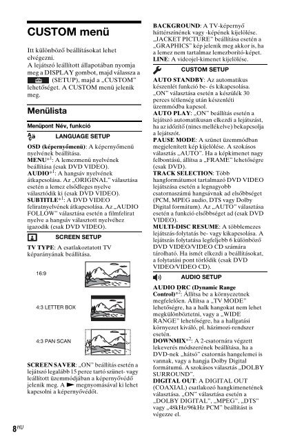 Sony DVP-SR150 - DVP-SR150 Consignes d&rsquo;utilisation Hongrois