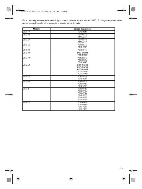 Sony VGN-NS11SR - VGN-NS11SR Documents de garantie Espagnol