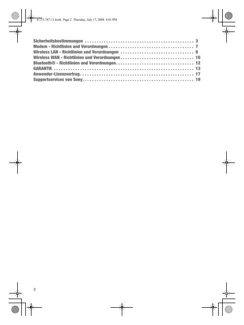 Sony VGN-NS11SR - VGN-NS11SR Documents de garantie Allemand